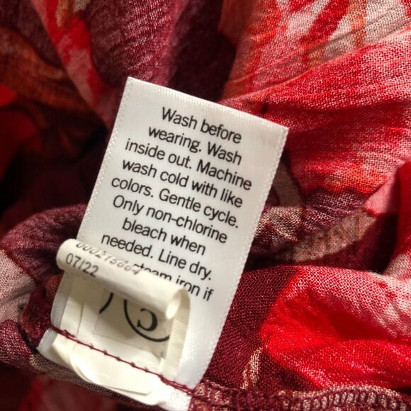 Sonoma Maxi Dress Plus Size 3XL Red Burgundy Floral Tiered Full Skirt - Picture 5 of 10